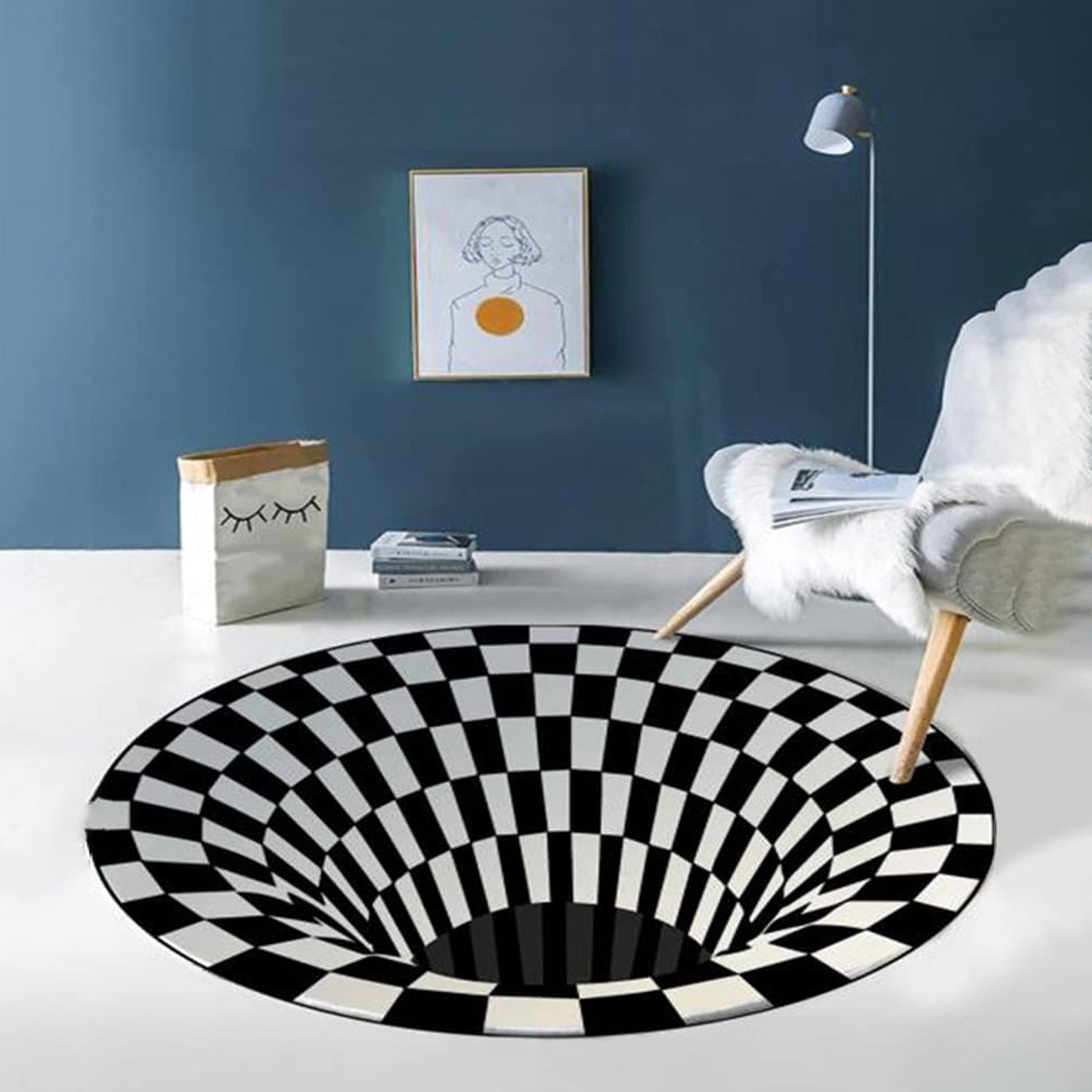 3D Space Round Carpet, Floor Mat Non-Woven Doormat (1 Pc / 78 Cm)
